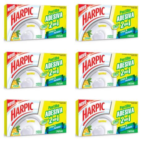 Harpic 2em1 Citrus Pastilha Sanitária Adesiva 3x9g (Kit C/06) Menor preço em Harpic 2em1 Citrus Pastilha Sanitária Adesiva 3x9g (Kit C/06)