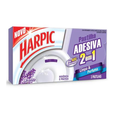 Harpic 2em1 Lavanda Pastilha Sanitária Adesiva 3x90g Menor preço em Harpic 2em1 Lavanda Pastilha Sanitária Adesiva 3x90g