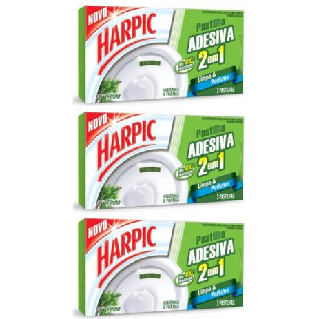 Harpic 2em1 Pinho Pastilha Sanitária Adesiva 3x9g (Kit C/03) Menor preço em Harpic 2em1 Pinho Pastilha Sanitária Adesiva 3x9g (Kit C/03)