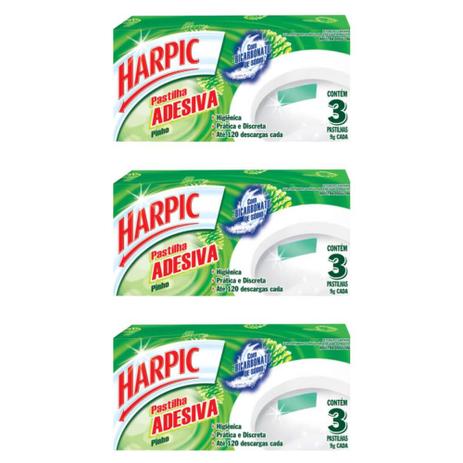 Harpic Pinho Pastilha Sanitária Adesiva 3x9g (Kit C/03) Menor preço em Harpic Pinho Pastilha Sanitária Adesiva 3x9g (Kit C/03)