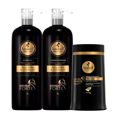 Haskell Kit Cavalo Forte Shampoo Condicionador 1 Litro Máscara 900g Menor preço em Haskell Kit Cavalo Forte Shampoo Condicionador 1 Litro Máscara 900g