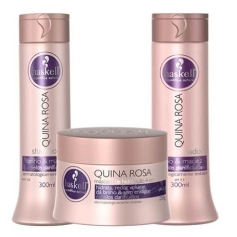 Haskell Quina Rosa Kit Shampoo + Condicionador 300ml + Máscara 250g Menor preço em Haskell Quina Rosa Kit Shampoo + Condicionador 300ml + Máscara 250g