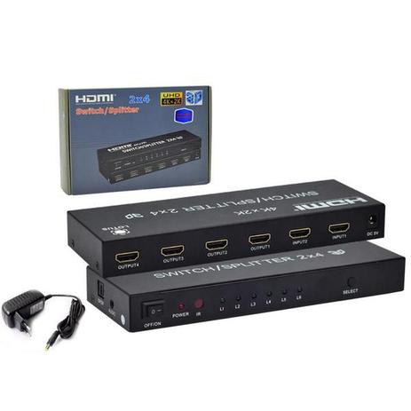Hdmi 2x4 Full Hd 4d 3d Splitter Switch - Global Menor preço em Hdmi 2x4 Full Hd 4d 3d Splitter Switch - Global