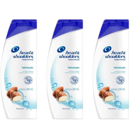 Head Shoulders Hidratação Shampoo Anticaspa 200ml (Kit C/03) Menor preço em Head Shoulders Hidratação Shampoo Anticaspa 200ml (Kit C/03)