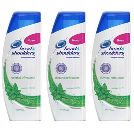Head Shoulders Menthol Shampoo Anticaspa 200ml (Kit C/03) Menor preço em Head Shoulders Menthol Shampoo Anticaspa 200ml (Kit C/03)