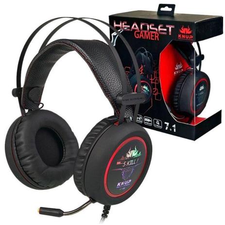 Headset Gamer 7.1 Deep Bass Fone Ouvido Microfone USB P2 PS4 LED PC Knup Preto e Vermelho - KP-401 é boa?
