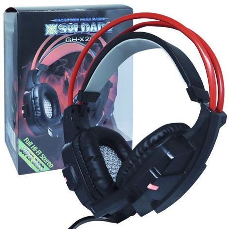 Headset Gamer Fone Ouvido com Microfone Usb P2 Led Pc Jogos Infokit GH-X20 XSoldado Preto Vermelho Menor preço em Headset Gamer Fone Ouvido com Microfone Usb P2 Led Pc Jogos Infokit GH-X20 XSoldado Preto Vermelho