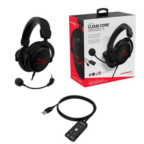 Headset Gamer HyperX Cloud Core 7.1 Preto Drivers 53mm Cancelamento de  Ruído Multiplataformas - HX-HSCC-2-BK/WW - Headset Gamer - Magazine Luiza
