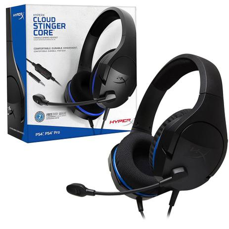 Menor preço em Headset Gamer Microfone HyperX CloudX Stinger Core PS5 Drivers 40mm P3 Preto e Azul- HX-HSCSC-BK
