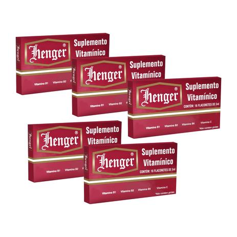 Henger Suplemento Vitamínico Com 16 Flaconetes De 5ml - Kit Com 5 Unidades Menor preço em Henger Suplemento Vitamínico Com 16 Flaconetes De 5ml - Kit Com 5 Unidades