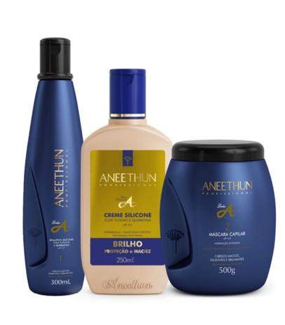 Hidratação Kit 3 Produtos Aneethun Linha A Silicone Tutano E Queratina Menor preço em Hidratação Kit 3 Produtos Aneethun Linha A Silicone Tutano E Queratina