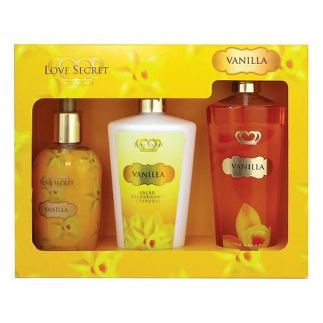 Hidratante corp + sabonete liq + body splash vanilla secret - Love secret Menor preço em Hidratante corp + sabonete liq + body splash vanilla secret - Love secret