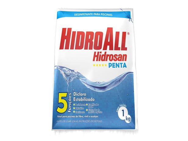 Hidrosan Penta Desinfetante Multifunções Para Piscinas Hidroall -1 Kg Menor preço em Hidrosan Penta Desinfetante Multifunções Para Piscinas Hidroall -1 Kg