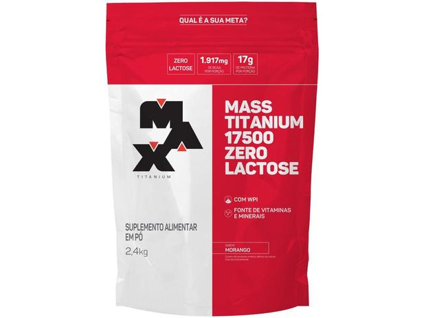 Hipercalórico Max Titanium Mass Titanium 17500 - Zero em Pó 2,4kg Morango sem Lactose Menor preço em Hipercalórico Max Titanium Mass Titanium 17500 - Zero em Pó 2,4kg Morango sem Lactose