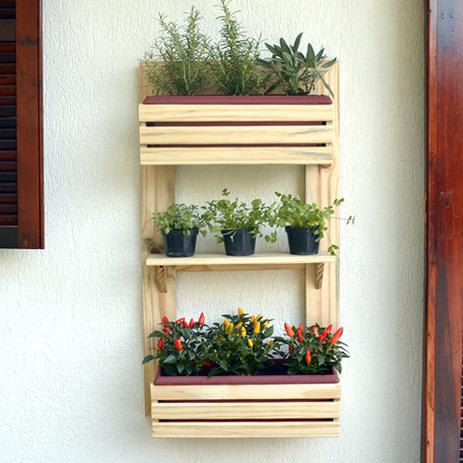 Horta Jardim Vertical Floreira com 2 Cachepôs e 1 Prateleira - Hortanavertical Menor preço em Horta Jardim Vertical Floreira com 2 Cachepôs e 1 Prateleira - Hortanavertical
