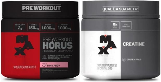 Hórus 150g Cotton Candy + Creatina 100% Pura - Max Titanium Menor preço em Hórus 150g Cotton Candy + Creatina 100% Pura - Max Titanium