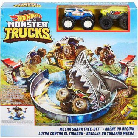 Hot Wheels Pista Monster Trucks Batalha do Tubarão Mecha - Mattel Menor preço em Hot Wheels Pista Monster Trucks Batalha do Tubarão Mecha - Mattel