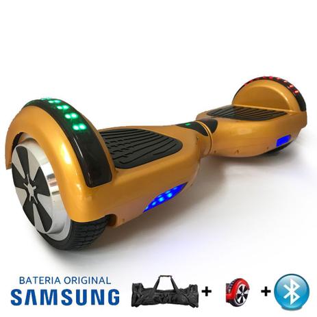 Hoverboard 6.5” Dourado Bluetooth LED lateral e frontal - Bateria Samsung - Smart balance wheel Menor preço em Hoverboard 6.5” Dourado Bluetooth LED lateral e frontal - Bateria Samsung - Smart balance wheel