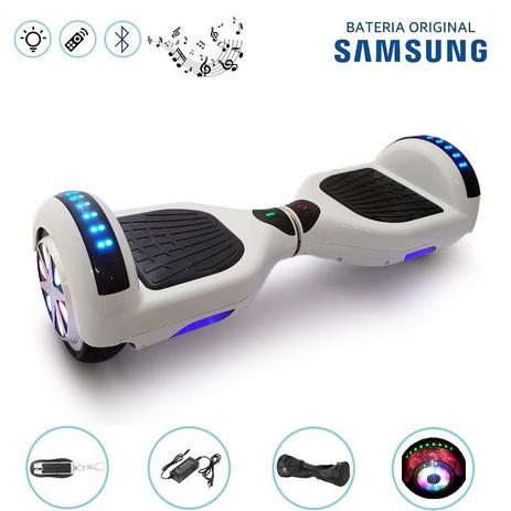 Hoverboard 6.5” Full LEDs Branco Bluetooth com Controle - Bateria Samsung - Smart balance wheel Menor preço em Hoverboard 6.5” Full LEDs Branco Bluetooth com Controle - Bateria Samsung - Smart balance wheel