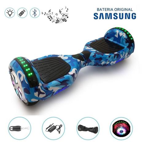 Hoverboard 6.5 Full Leds Com Controle Bolsa Bateria Samsung Cor:Azul Militar - Smart balance wheel Menor preço em Hoverboard 6.5 Full Leds Com Controle Bolsa Bateria Samsung Cor:Azul Militar - Smart balance wheel