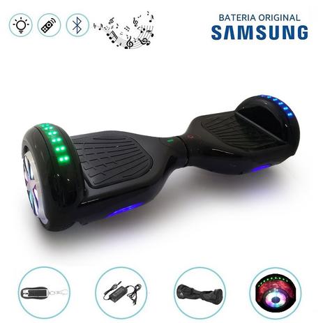 Hoverboard 6.5” Full LEDs Preto Bluetooth com Controle - Bateria Samsung - Smart balance wheel Menor preço em Hoverboard 6.5” Full LEDs Preto Bluetooth com Controle - Bateria Samsung - Smart balance wheel
