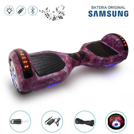 Hoverboard 6.5” Full LEDs Purple Space Bluetooth com Controle - Bateria Samsung - Smart balance wheel Menor preço em Hoverboard 6.5” Full LEDs Purple Space Bluetooth com Controle - Bateria Samsung - Smart balance wheel