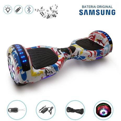 Hoverboard 6.5” Full LEDs Tuya Bluetooth com Controle - Bateria Samsung - Smart balance wheel Menor preço em Hoverboard 6.5” Full LEDs Tuya Bluetooth com Controle - Bateria Samsung - Smart balance wheel