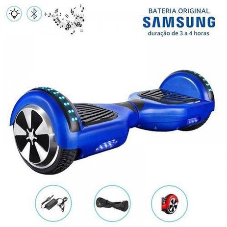 Hoverboard Smart Balance Whell 6.5 polegadas Azul com Bluetooth, Led frontal e lateral e mochila - Outras marcas Menor preço em Hoverboard Smart Balance Whell 6.5 polegadas Azul com Bluetooth, Led frontal e lateral e mochila - Outras marcas