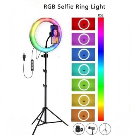 Iluminador Ring Light 10 Polegadas RGB 26cm Tripé de 1,80m - ROHS Menor preço em Iluminador Ring Light 10 Polegadas RGB 26cm Tripé de 1,80m - ROHS