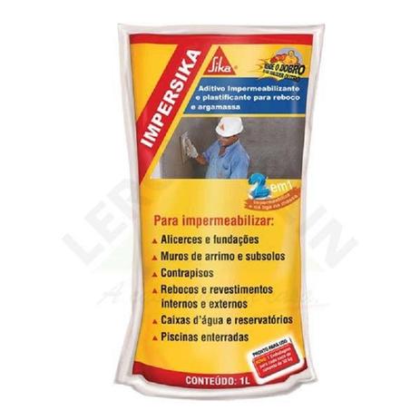 Impermeabilizante aditivo impersika saco com 1 litros - sika Menor preço em Impermeabilizante aditivo impersika saco com 1 litros - sika