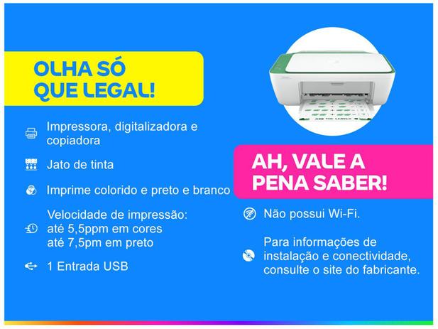 Impressora Multifuncional HP DeskJet Ink Advantage - 2376 Jato de Tinta Colorida