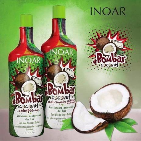 Inoar kit bombar shampoo + condicionador 1l coconut Menor preço em Inoar kit bombar shampoo + condicionador 1l coconut