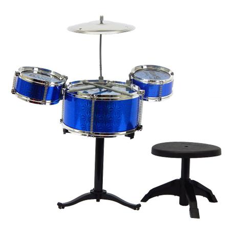 Instrumento musical bateria infantil azul - mc18246az unica - Mega compras é boa?