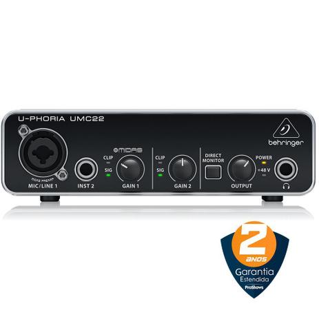 Interface de áudio Behringer UMC22 NF + 2 Anos Garantia Menor preço em Interface de áudio Behringer UMC22 NF + 2 Anos Garantia