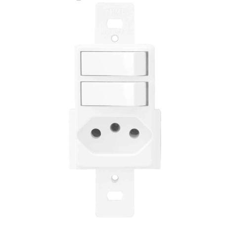 Interruptor duplo paralelo com tomada 10A Blanc Fame Menor preço em Interruptor duplo paralelo com tomada 10A Blanc Fame