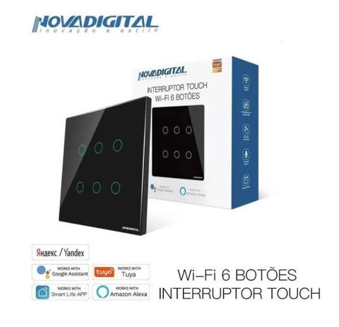 Interruptor Nova Digital Preto 6 teclas Wifi e RF 4x4 Menor preço em Interruptor Nova Digital Preto 6 teclas Wifi e RF 4x4