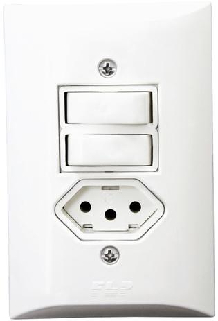 Interruptor Paralelo 2 Teclas + Tomada 10A 2p+t Com Espelho Branco - Flp Menor preço em Interruptor Paralelo 2 Teclas + Tomada 10A 2p+t Com Espelho Branco - Flp