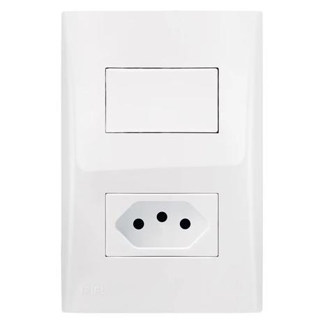 Interruptor Simples 10A 4X2 1 Tecla e Tomada Branco Imperia Iriel Menor preço em Interruptor Simples 10A 4X2 1 Tecla e Tomada Branco Imperia Iriel