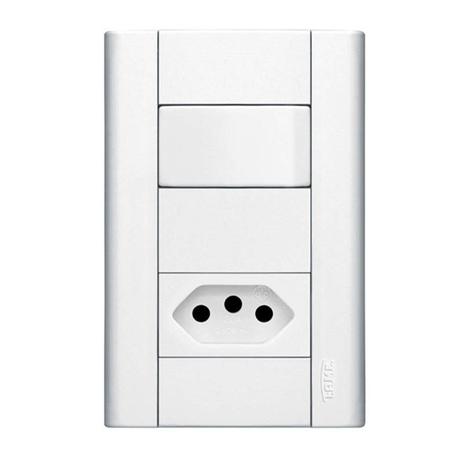 Interruptor Simples 10A 4X2 1 Tecla e Tomada Branco Modulare Fame Menor preço em Interruptor Simples 10A 4X2 1 Tecla e Tomada Branco Modulare Fame