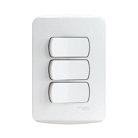 Interruptor Simples 10A 4x2 3 Teclas Branco Miluz Schneider Menor preço em Interruptor Simples 10A 4x2 3 Teclas Branco Miluz Schneider