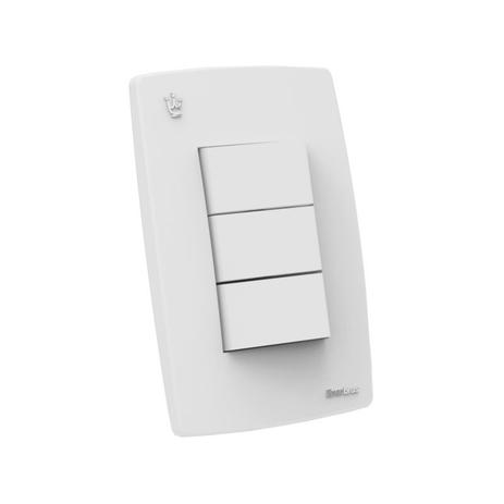 Interruptor Simples 10A 4x2 3 Teclas Branco Reale Enerbras Menor preço em Interruptor Simples 10A 4x2 3 Teclas Branco Reale Enerbras