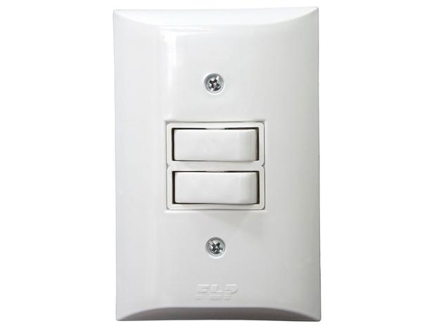 Interruptor Simples 2 Teclas 10A Com Placa Espelho Branco - Flp Menor preço em Interruptor Simples 2 Teclas 10A Com Placa Espelho Branco - Flp