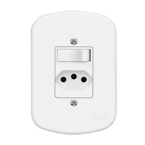 Interruptor Simples 20A 4x2 1 Tecla e Tomada Branco Blanc Fame Menor preço em Interruptor Simples 20A 4x2 1 Tecla e Tomada Branco Blanc Fame