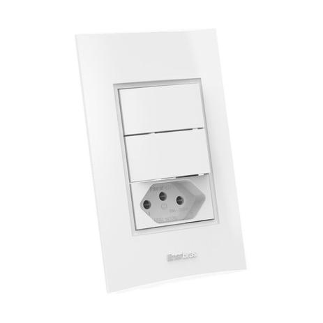 Interruptor Simples 20A 4X2 2 Teclas e Tomada Branco Beleze Enerbras Menor preço em Interruptor Simples 20A 4X2 2 Teclas e Tomada Branco Beleze Enerbras