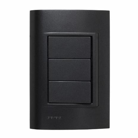 Interruptor Simples 4X2 Vivace 3 INT Carbono Siemens Menor preço em Interruptor Simples 4X2 Vivace 3 INT Carbono Siemens