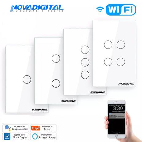 Interruptor Touch 4 Botões Wifi Rf433 Nova Digital WS US4 W Menor preço em Interruptor Touch 4 Botões Wifi Rf433 Nova Digital WS US4 W