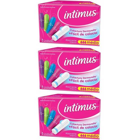 Intimus Absorvente Interno Médio C/8 (Kit C/03) Menor preço em Intimus Absorvente Interno Médio C/8 (Kit C/03)