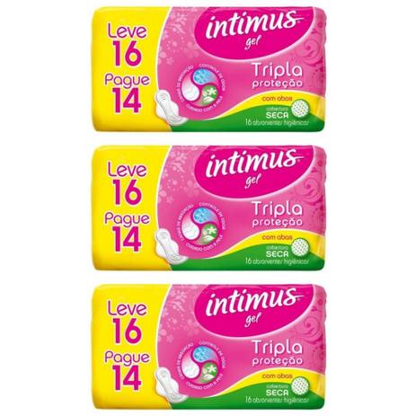 Intimus Absorventes Íntimos Gel Seca C/A C/16 (Kit C/03) Menor preço em Intimus Absorventes Íntimos Gel Seca C/A C/16 (Kit C/03)