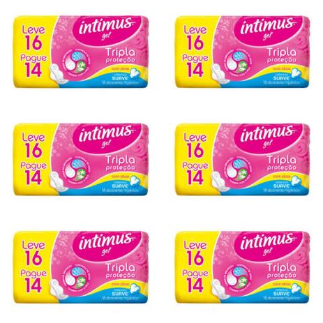 Intimus Absorventes Íntimos Gel Suave C/A C/16 (Kit C/06) Menor preço em Intimus Absorventes Íntimos Gel Suave C/A C/16 (Kit C/06)