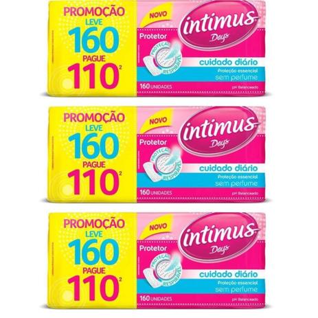 Intimus Days Absorvente Diário C/160 (Kit C/03) Menor preço em Intimus Days Absorvente Diário C/160 (Kit C/03)